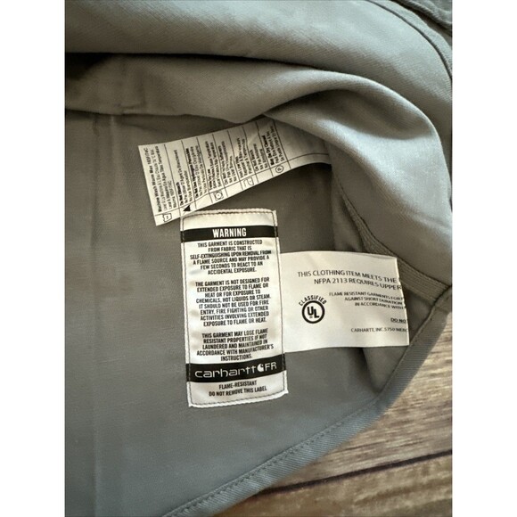 NWT CARHARTT FRS160 Flame Resistant Twill Shirt Men Large gray Workwear TEK - Picture 9 of 10